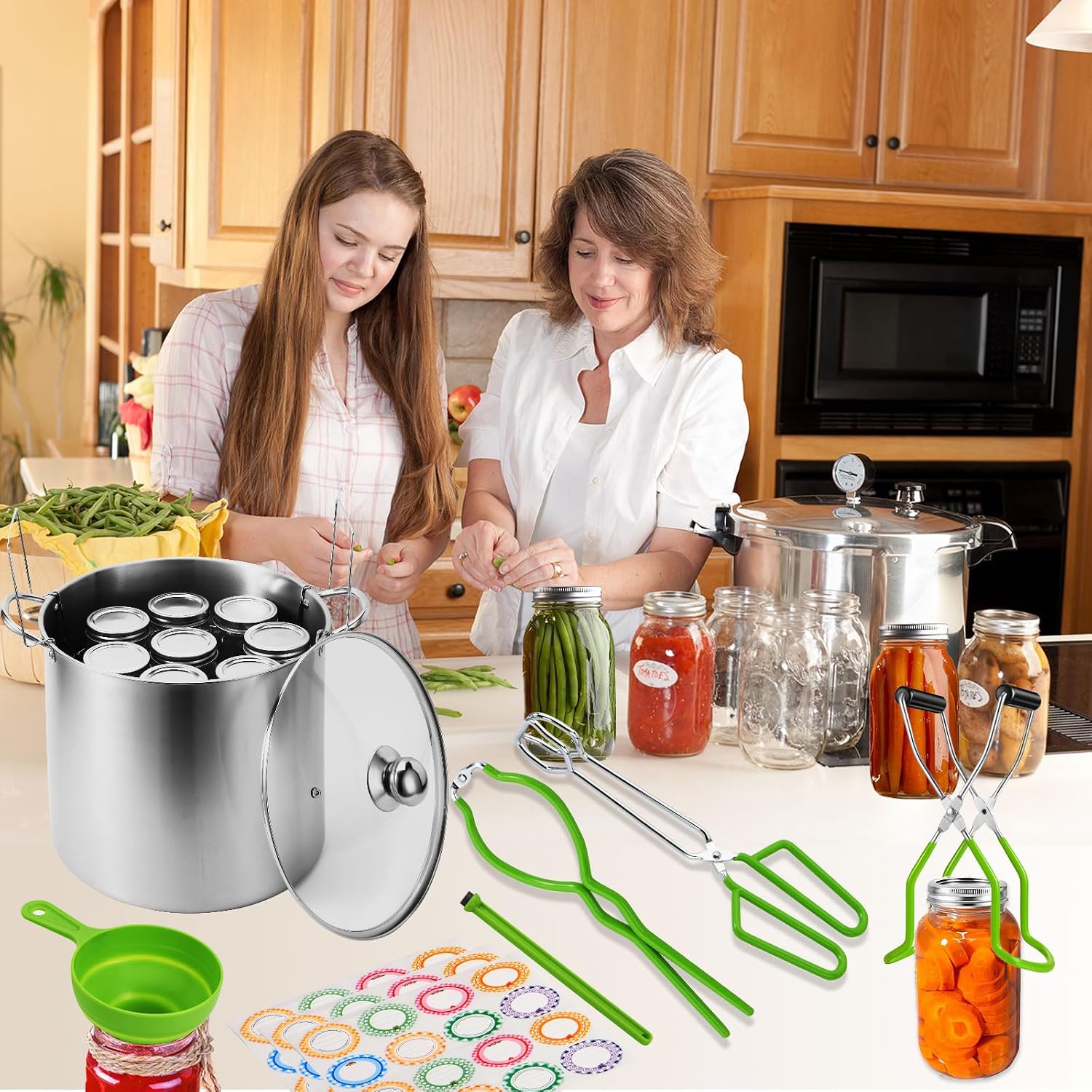 Canning Pot Water Bath Canner 20quart Stock Pot, Stainless Steel Canning Supplies Starter Kit Canner Tools Beginners
