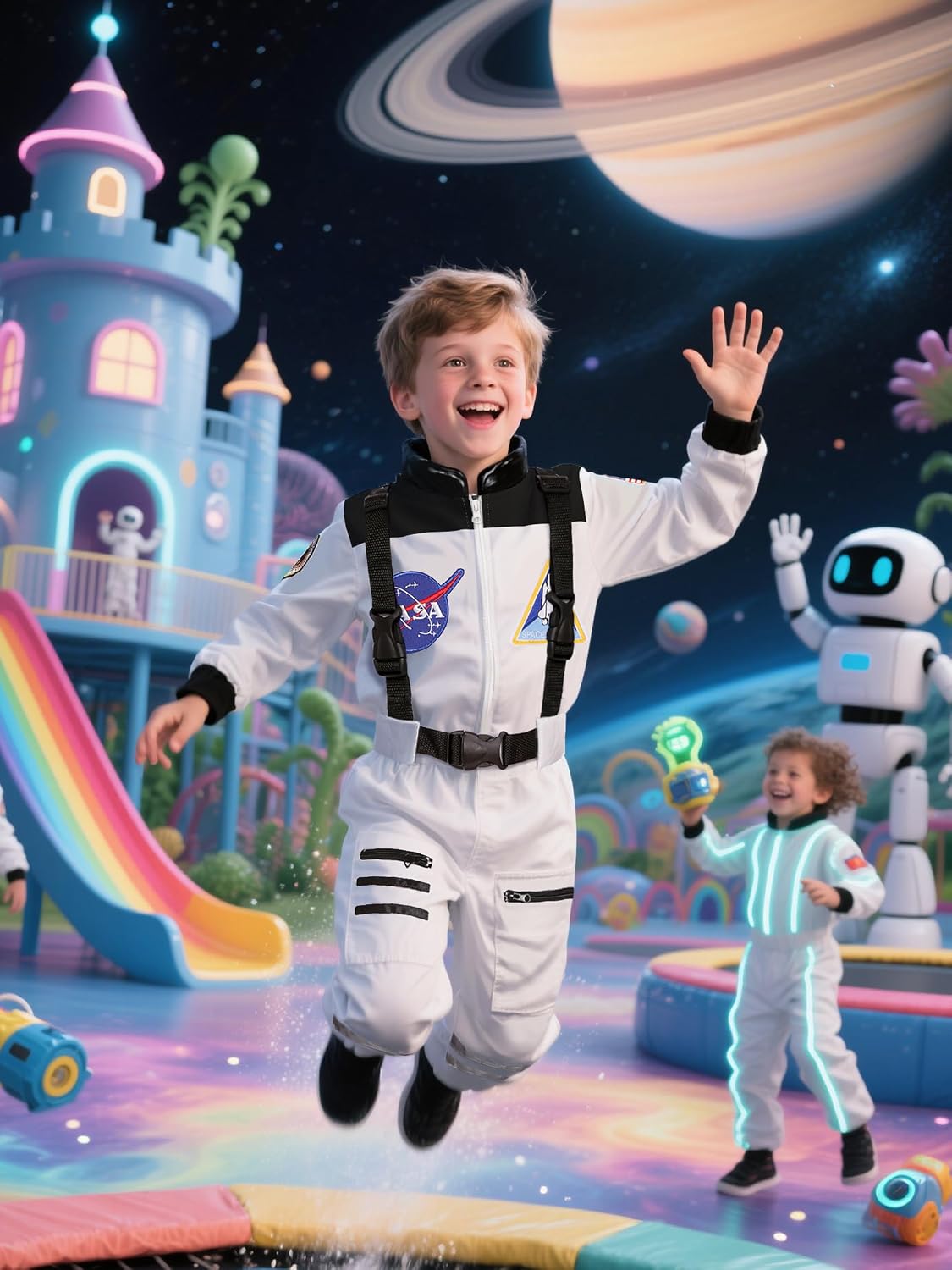 Kids Astronaut Costume for Boys Girls Space Jumpsuit
