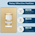in Wall PIR Motion Sensor Light Switch, Need Neutral Wire, Gold
