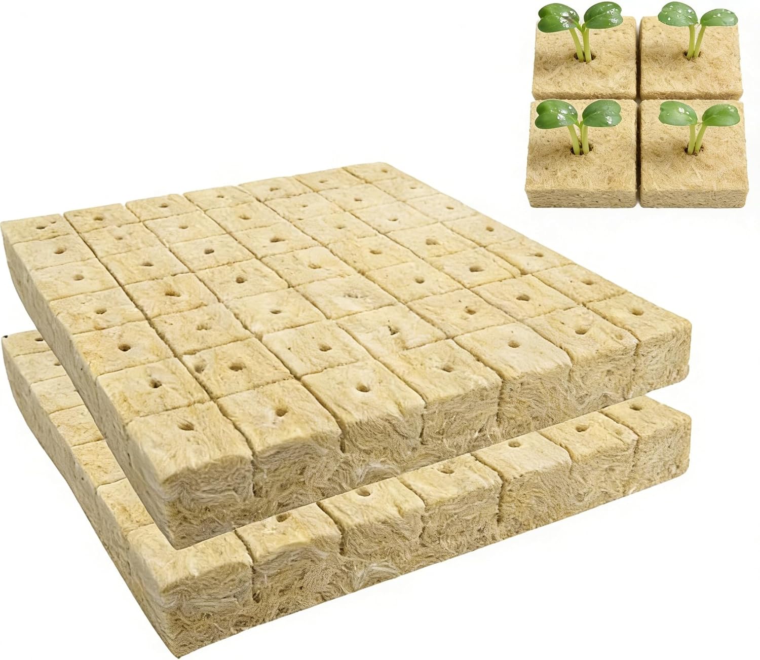 1.5 in Rockwool Cubes for Hydroponics Seed Starter(2 pcs, 98 Plugs)