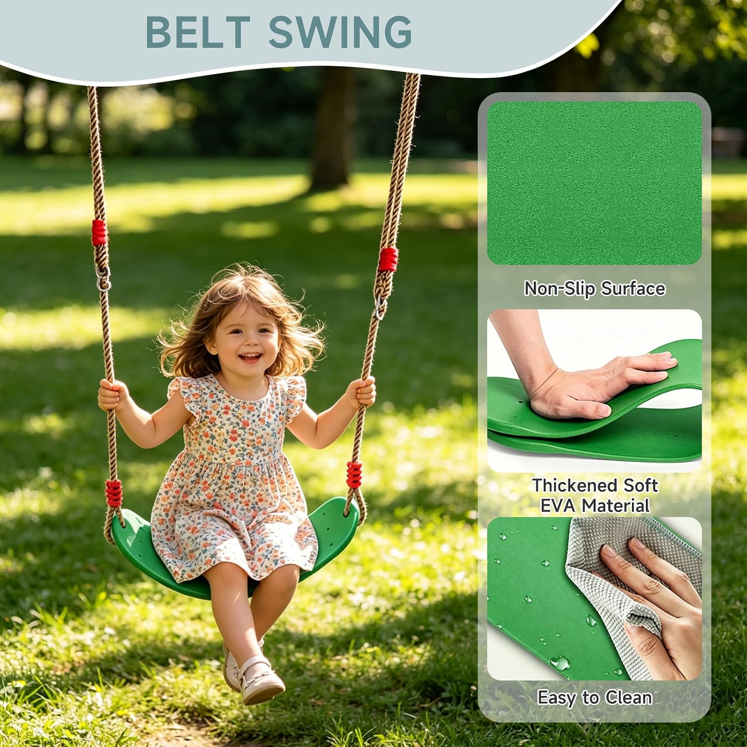 2-in-1 Swing Set for Backyard for Kids, with 1 Platform Swing, 1 Belt Swing, 440lbs Metal Swing Set for Toddler
