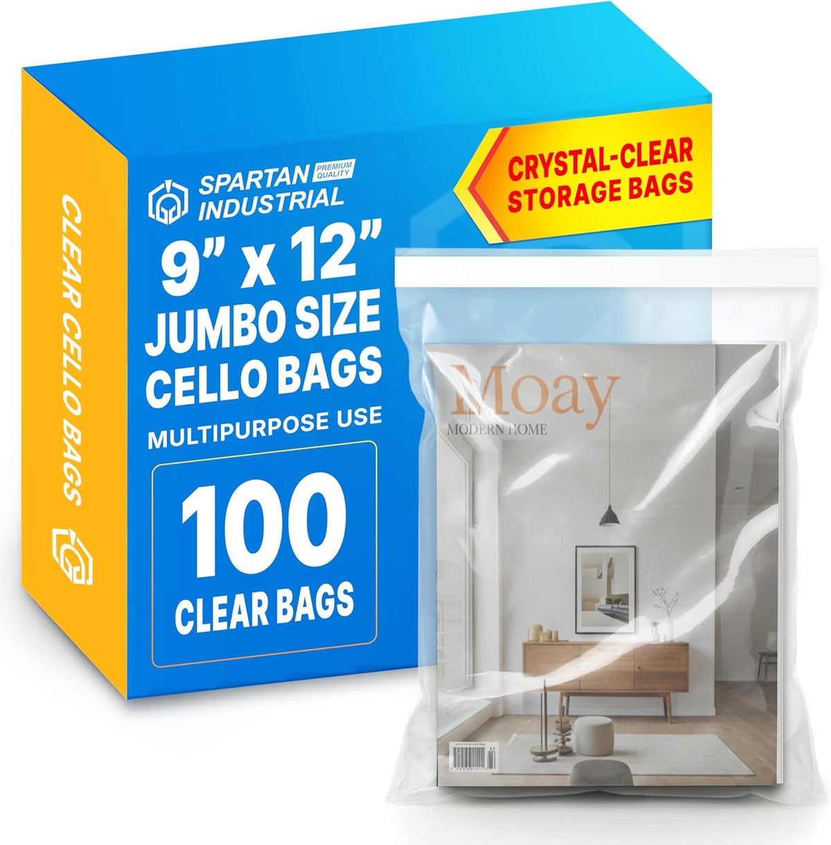 9x12 T Shirt Bags, 100 Count - Clear Poly Self-Seal Cellophane