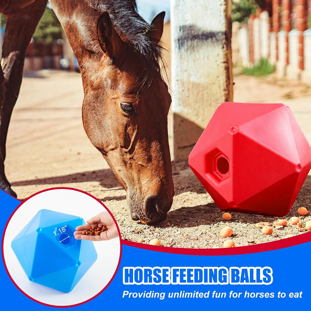 2 Pack Horse Treat Ball, 9" Feeder Toy for Horses, Red Blue