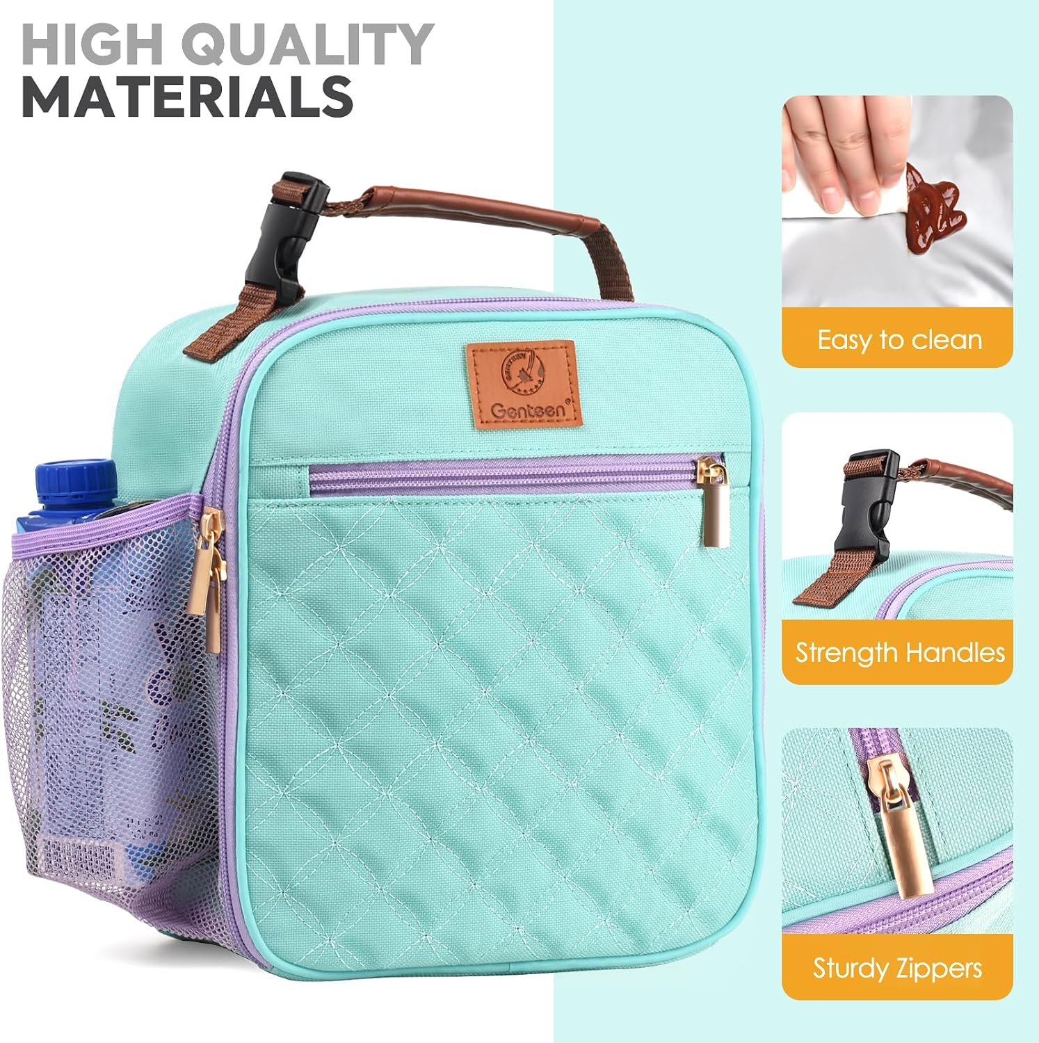 Kids Lunch Box Insulated Soft Mini Cooler with Bottle Holder, Lightweight Reusable Easy-Clean Lunch bag for Girls