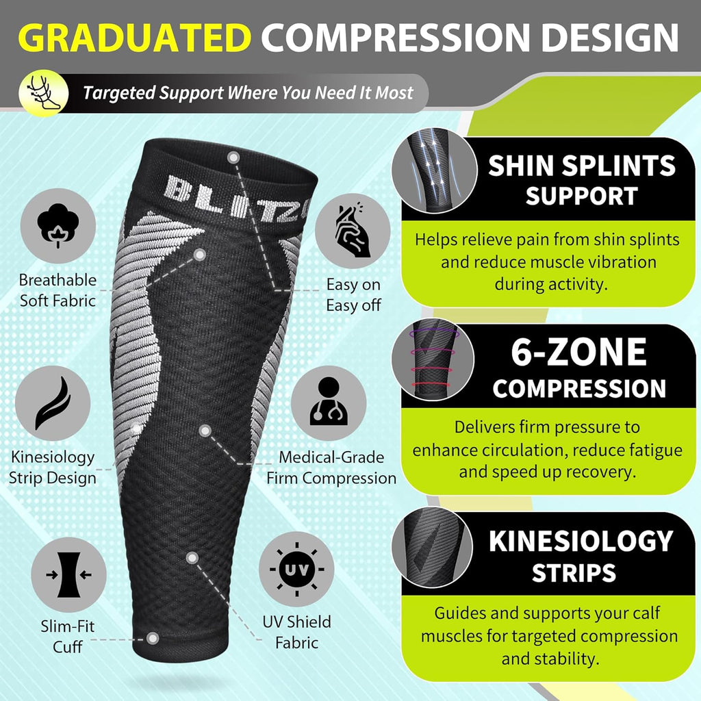 Calf Compression Sleeve for Men & Women Footless Compression Socks Support Runners Leg Sleeve Shin Splints Pain Relief