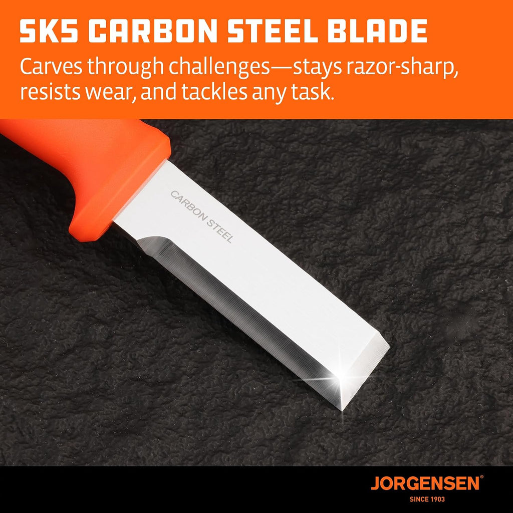 Wood Chisel Knife with Sheath, SK5 Carbon Steel Blade | Ergonomic Handle & Full Tang Design, Wood Chisel for