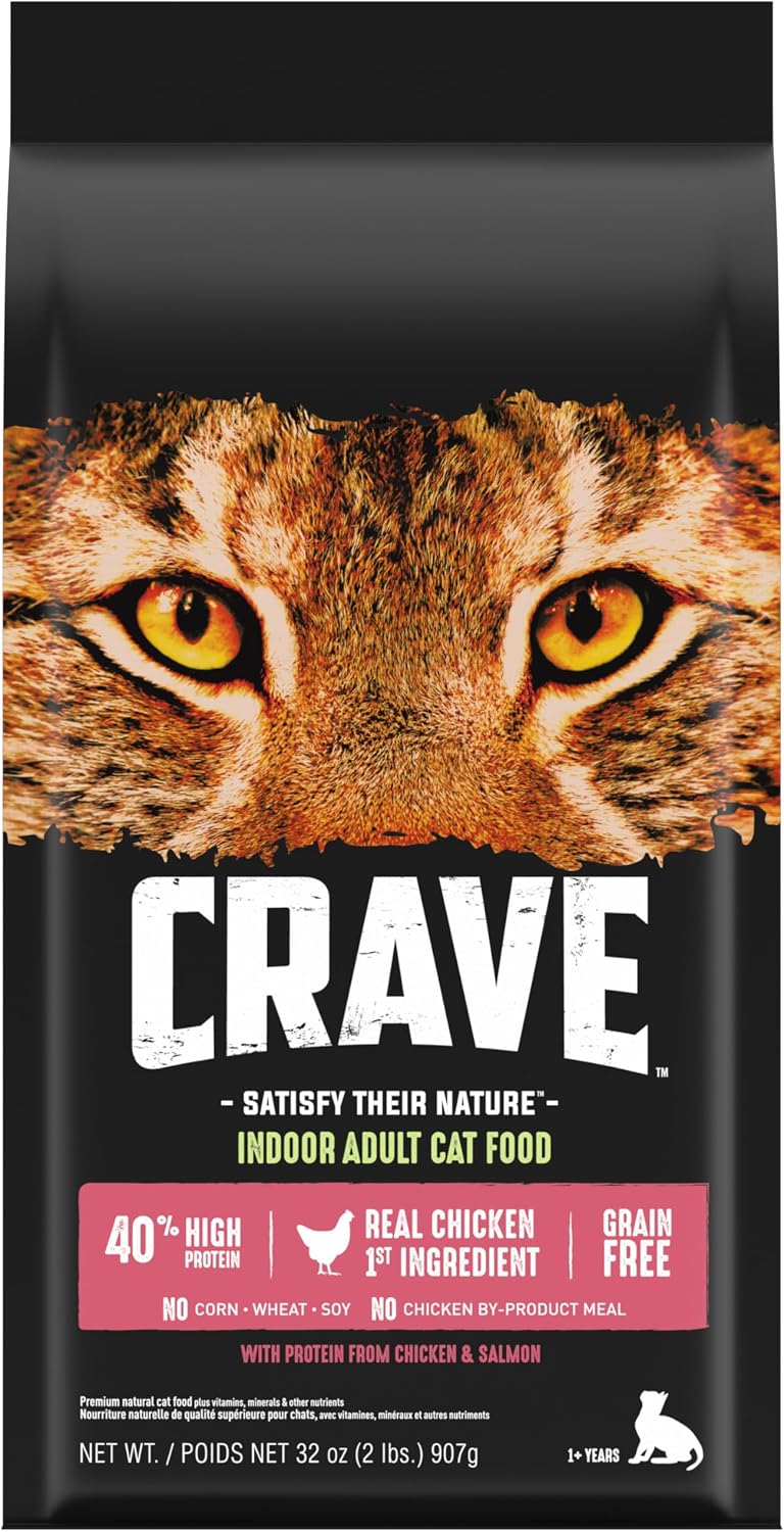 Grain Free High Protein Indoor Dry Cat Food, Chicken & Salmon, 2 lb