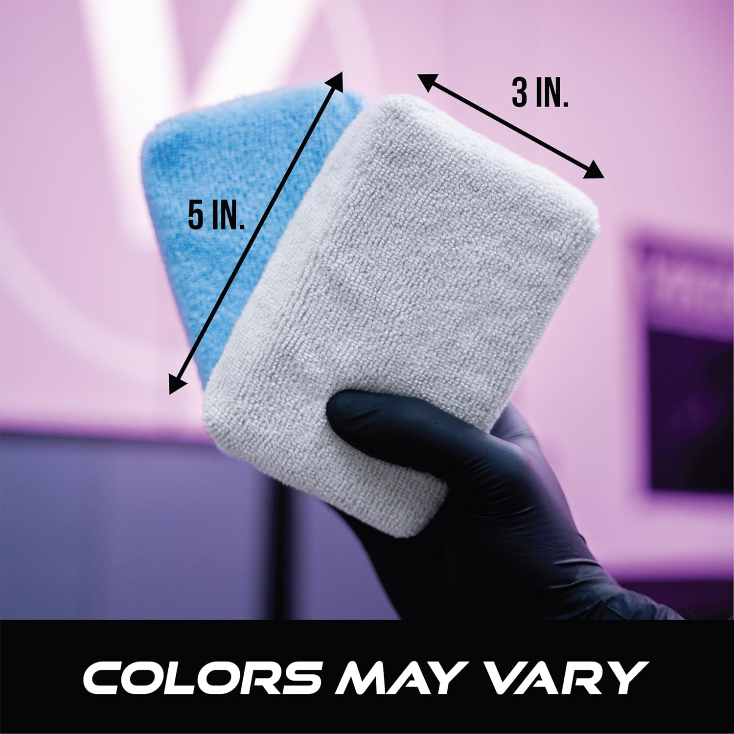 Microfiber Applicator Pads for Cars, 3 Inch x 5 Inch, 6 Pack | Polishing Pad for Applying Car Wax, Tire Shine