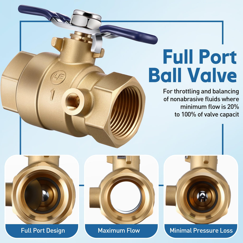 1 Pcs Brass Backflow Ball Valve with Test Port