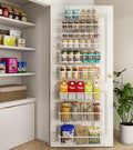 White 9-Tier Over The Door Pantry Organizer, Pantry Organization and Storage, Deep Baskets Hanging Heavy-Duty Metal