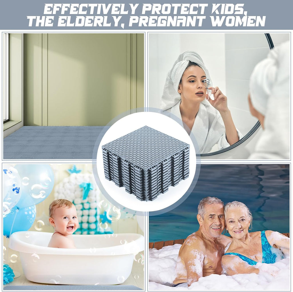 100 Pack Drainage Mats Interlocking Tiles 10" x 10" Rubber Floor Tiles Rubber Mats Non Slip Modular Interlocking