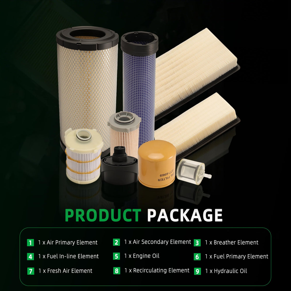 Riyhch Maintenance Filter Kit fit for CAT 236D 242D 246D 259D 279D 289D