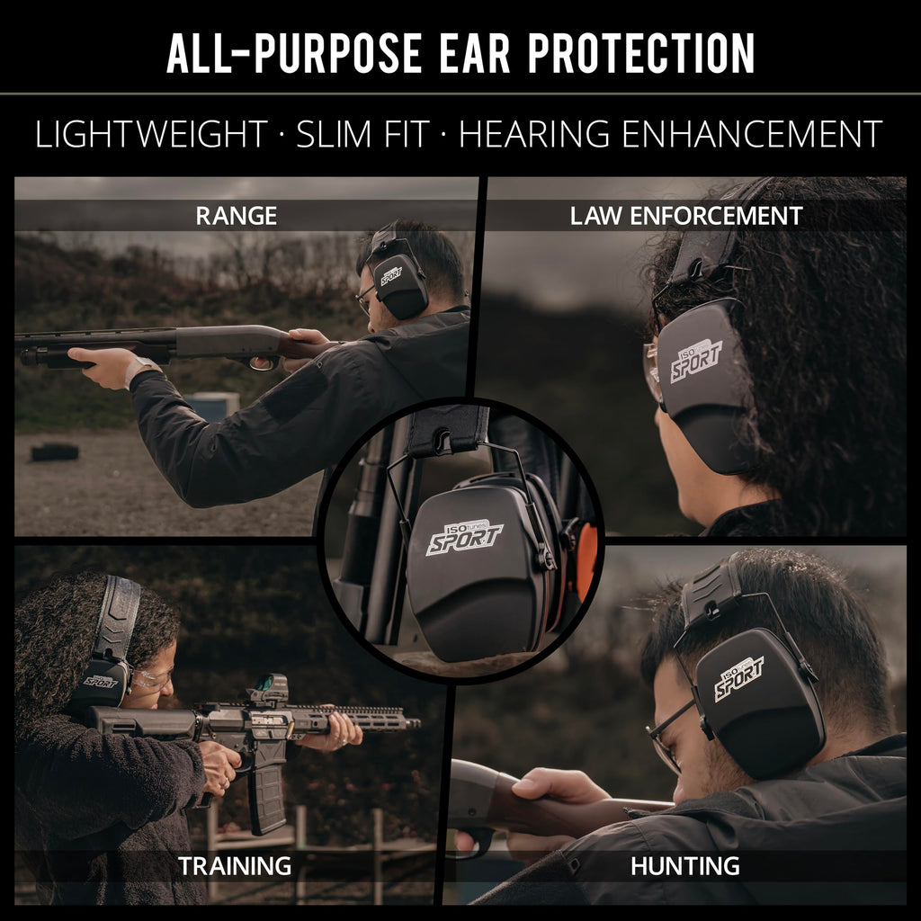 Defy Slim Passive Earmuffs, Ear Protection for Shooting (Black)