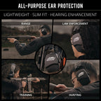 Defy Slim Passive Earmuffs, Ear Protection for Shooting (Black)