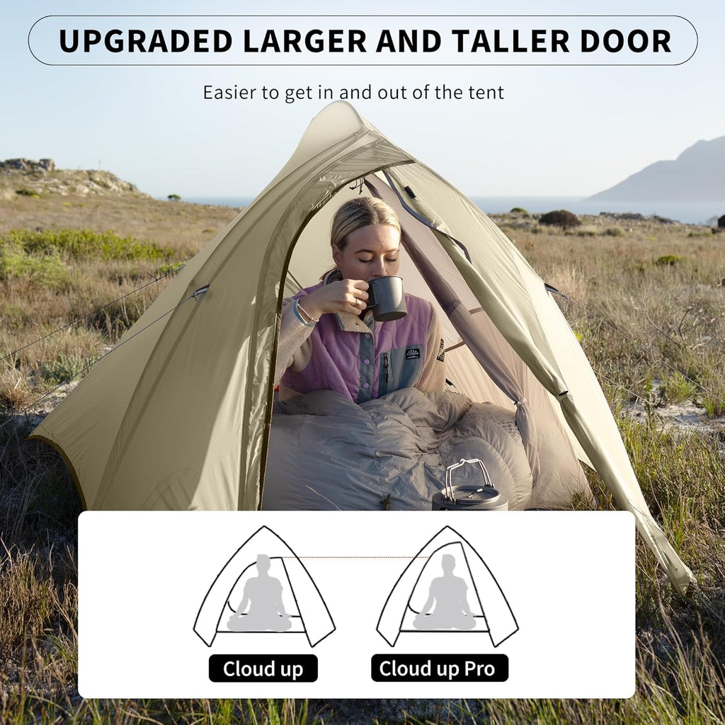 Cloud Up 1 Person Tent, Lightweight Backpacking Tents for One Man, Waterproof Ultralight One Person Tent for Camping