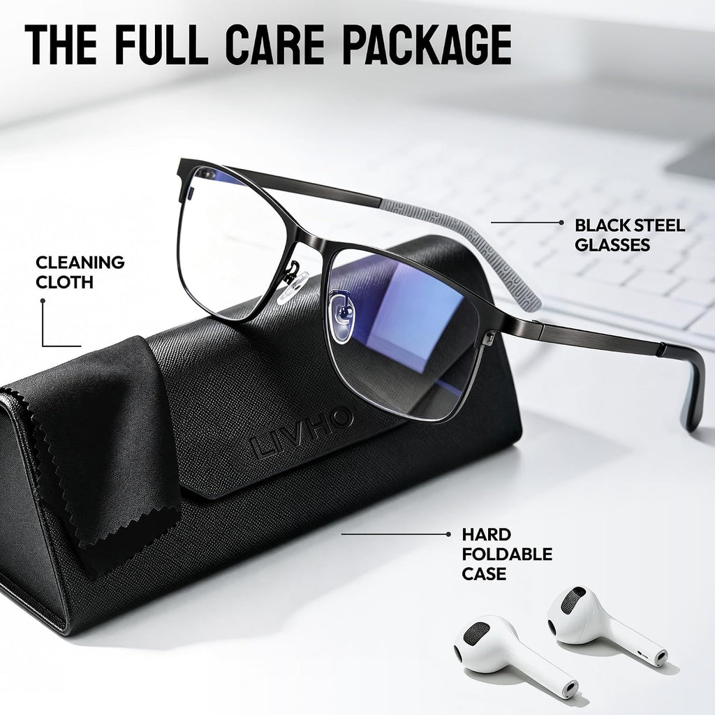 Blue Light Blocking Glasses for Men - Ultra-Light Metal Frame Relieve Eyestrain and Eye Protection, Blocking Glasses