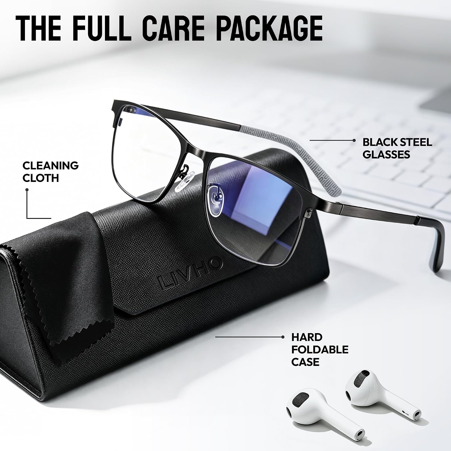 Blue Light Blocking Glasses for Men - Ultra-Light Metal Frame Relieve Eyestrain and Eye Protection, Blocking Glasses