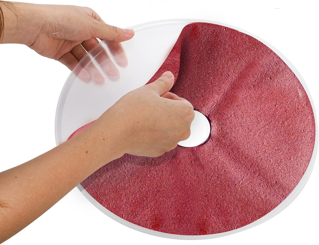 6 Pack Fruit Roll Sheets, Round Plastic Dehydrator Sheets with Edges, Reusable Dryer Mats for Fruit Leather, Meat