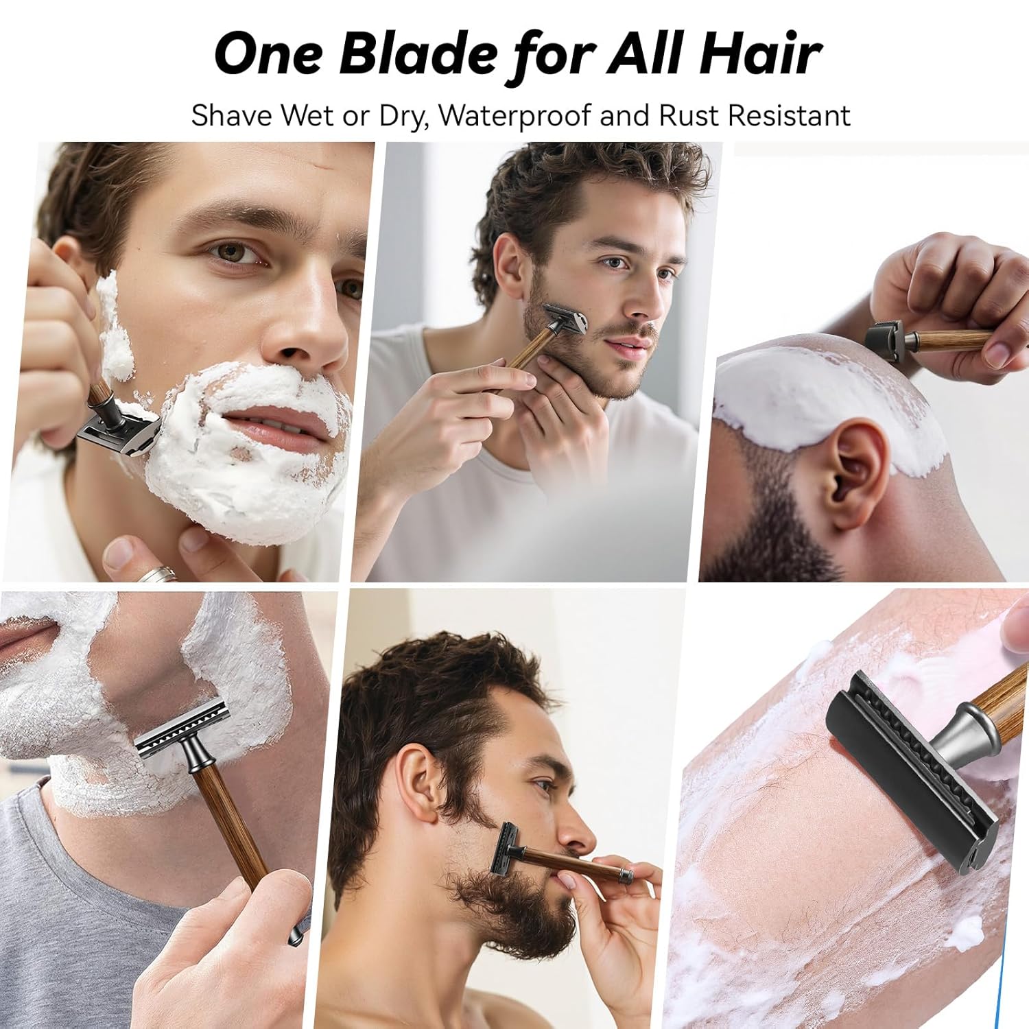 Double Edge Safety Razor: Eco-Friendly Single Blade Razors for Men & Women, 𝐁𝐚𝐦𝐛𝐨𝐨 𝐇𝐚𝐧𝐝𝐥𝐞 Metal Razor for Smooth