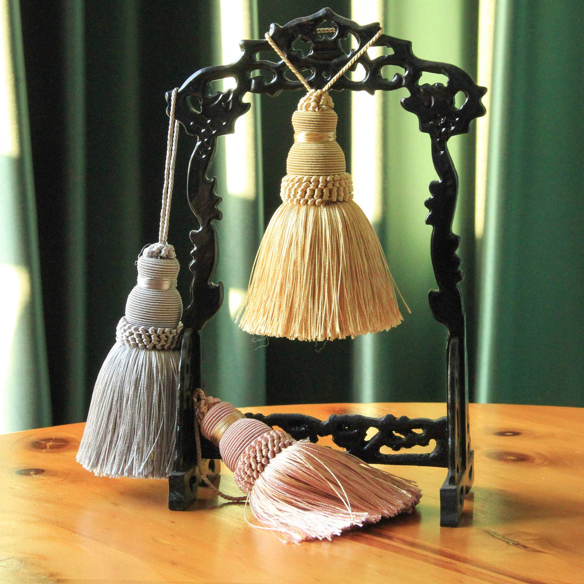 2Pcs Colorful Tassel Key Tassels DIY Accessories(Gold)