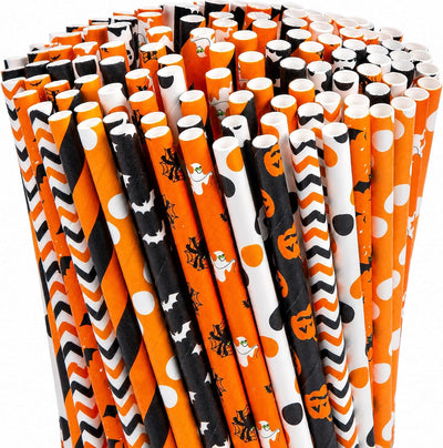 180 PCS Halloween Paper Drinking Straws