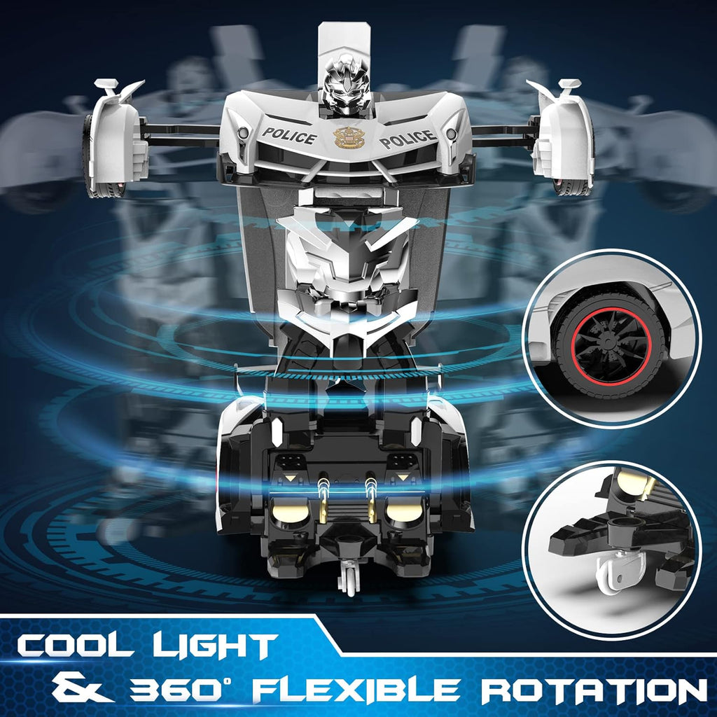 Remote Control Car - Transform Toys Car Robot, One Button Deformation to Robot with Flashing Light, 2.4Ghz 1:18 Scale