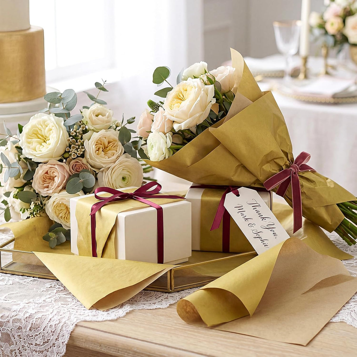 110 Sheets Gold Tissue Paper for Gift Bags Metallic Tissue Paper Bulk