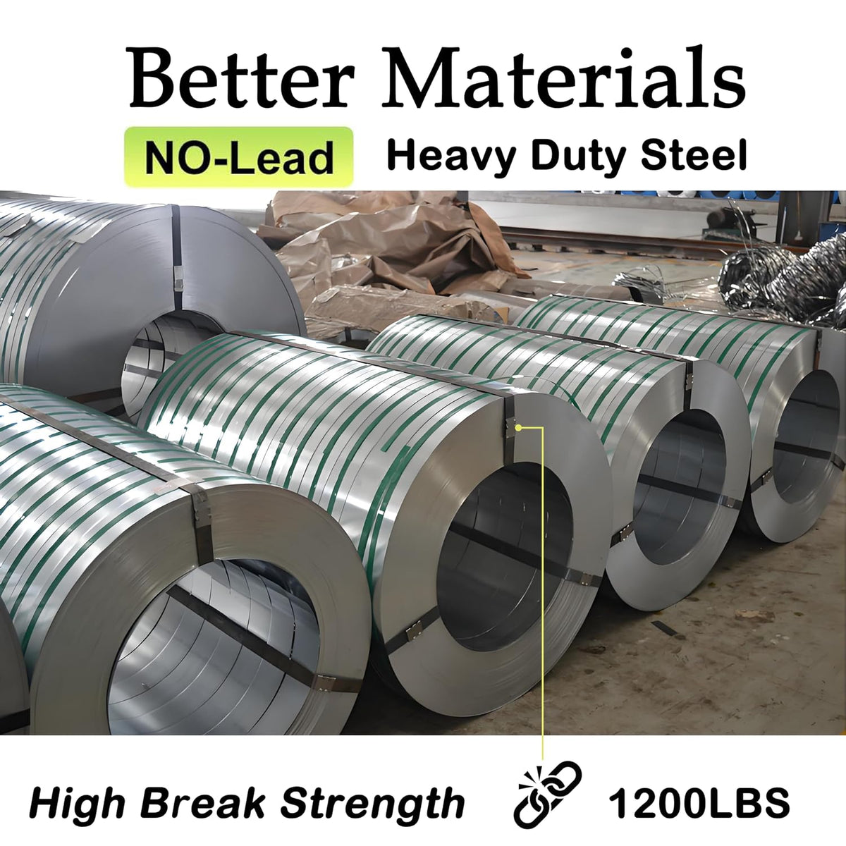Black Steel Strapping Coil, 1/2" x 200ft Portable Pallet Banding
