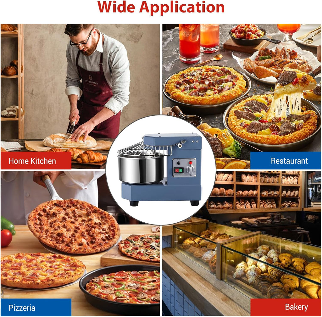 10.5 QT Commercial Dough Mixer, 650W Dual Rotating Dough Kneading Machine with Food-Grade Stainless Steel Bowl