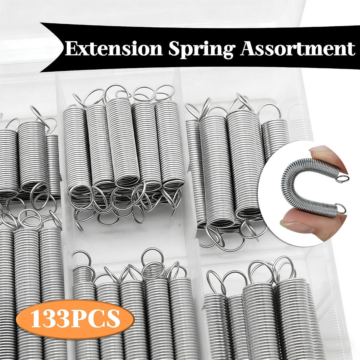 133 PCS Extension Spring Assortment Kit 18 Different Sizes Small Spring Zinc Plated Extension Springs for Home