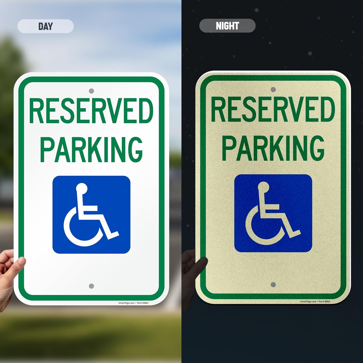 Basics Reserved Parking Federal Handicap Parking Sign | 12" x 18" Engineer Grade Reflective 120 mil ACM, Made in USA