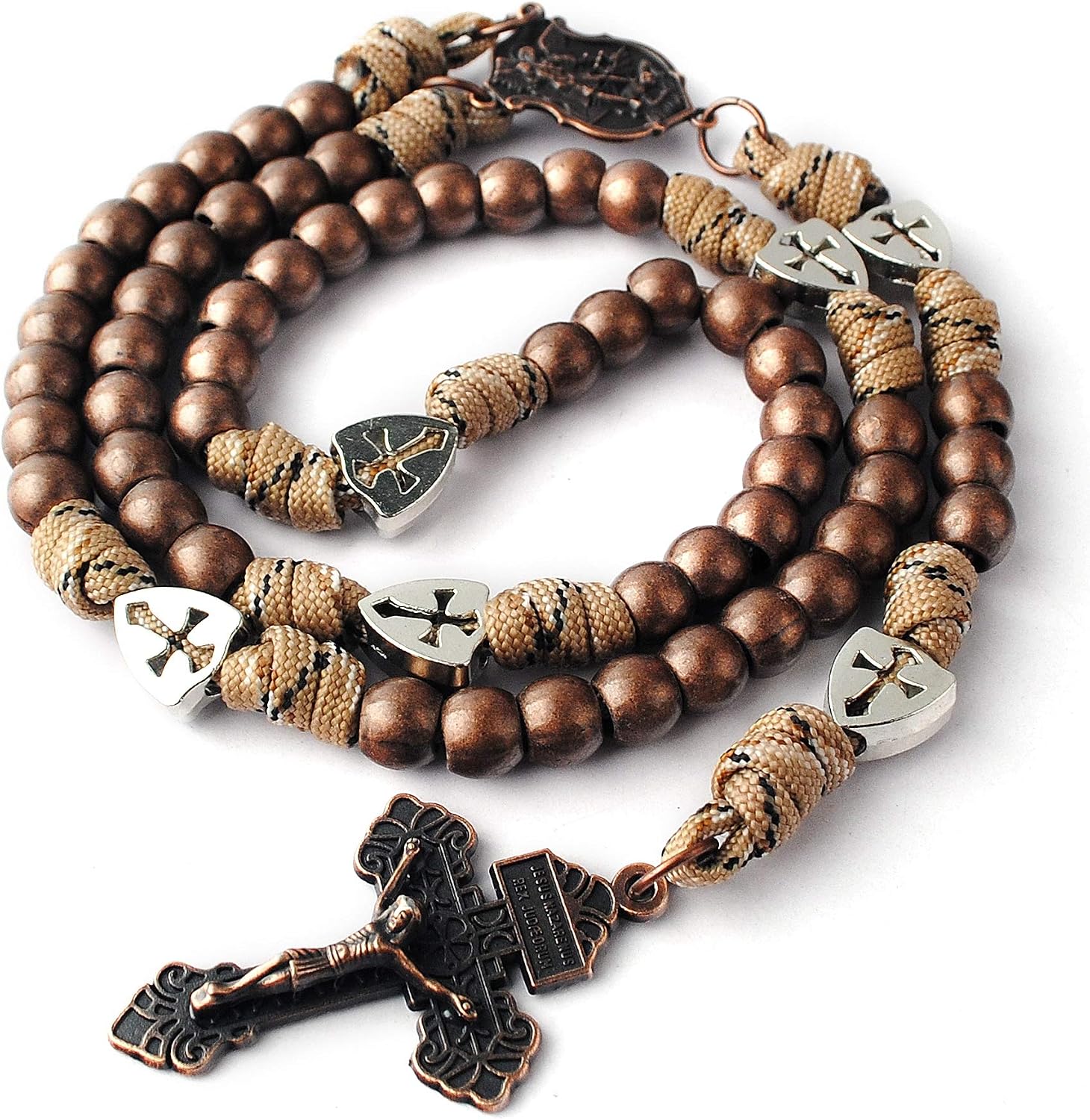 Catholic Rosary Paracord Large Metal Beads St.Michael Medal Men