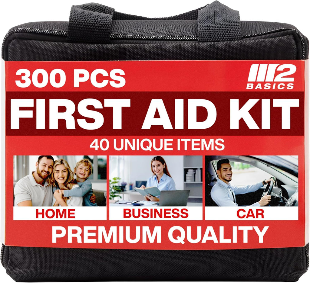 300 Piece Premium First Aid Kit w/Durable Bag for Home, Business | Office, Workplace, Car, Garage, Kitchen, Family
