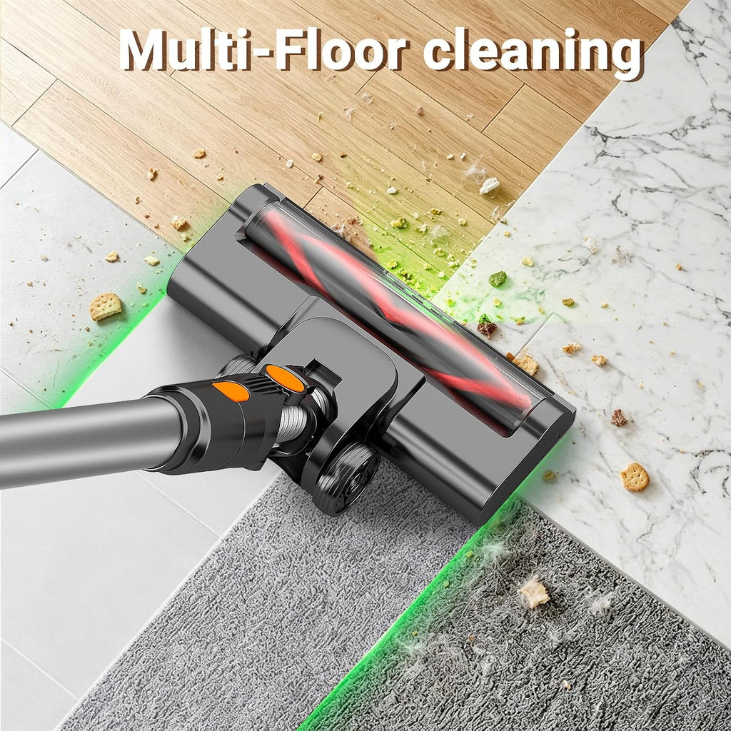 Cordless Vacuum Cleaner,40 Mins Runtime Lightweight Stick Vacuum Cordless,Self-Standing,Powerful Suction, Anti-Tangle