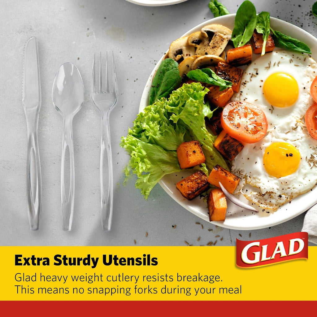 Clear Disposable Cutlery Set, Forks Knives and Spoons, 240 Count