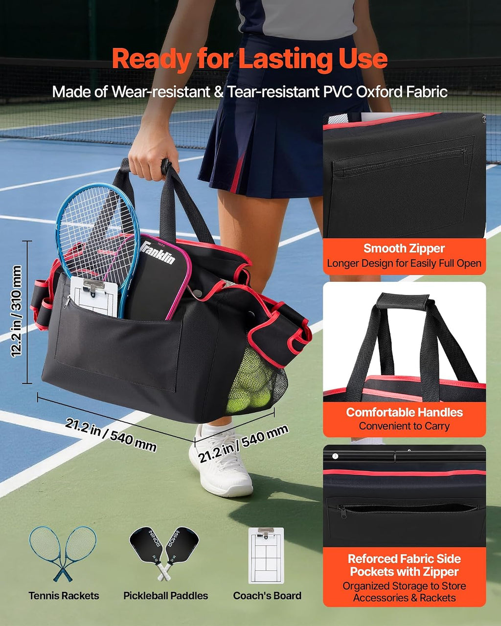 Tennis & Pickleball Hopper Holds 200/175/150/120 Balls, 3-in-1 Tennis Foldable Pickleball Basket Cart for Easy