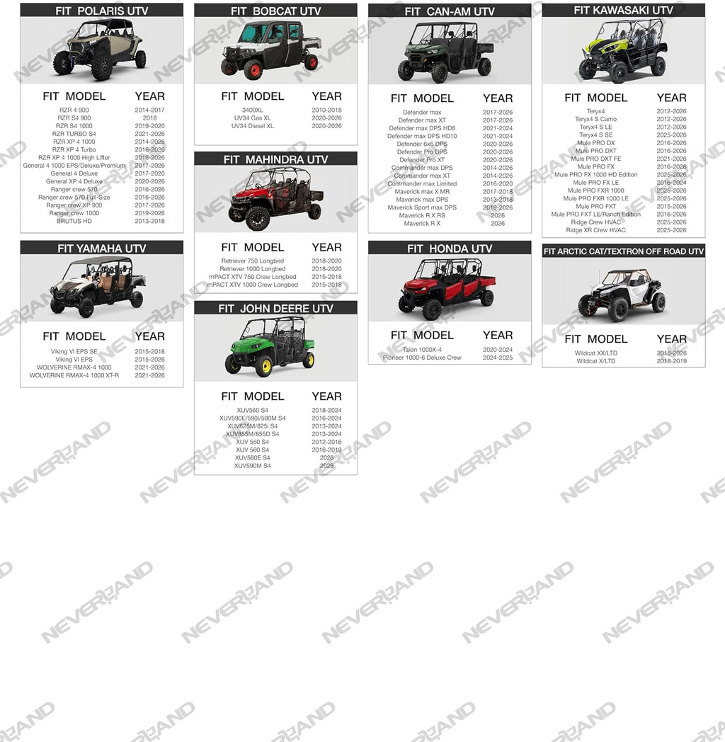 UTV Cover Heavy Waterproof Denier Oxford Cloth for Polaris RZR Yamaha Can-Am Defender Kawasaki Ranger Cover 4-6