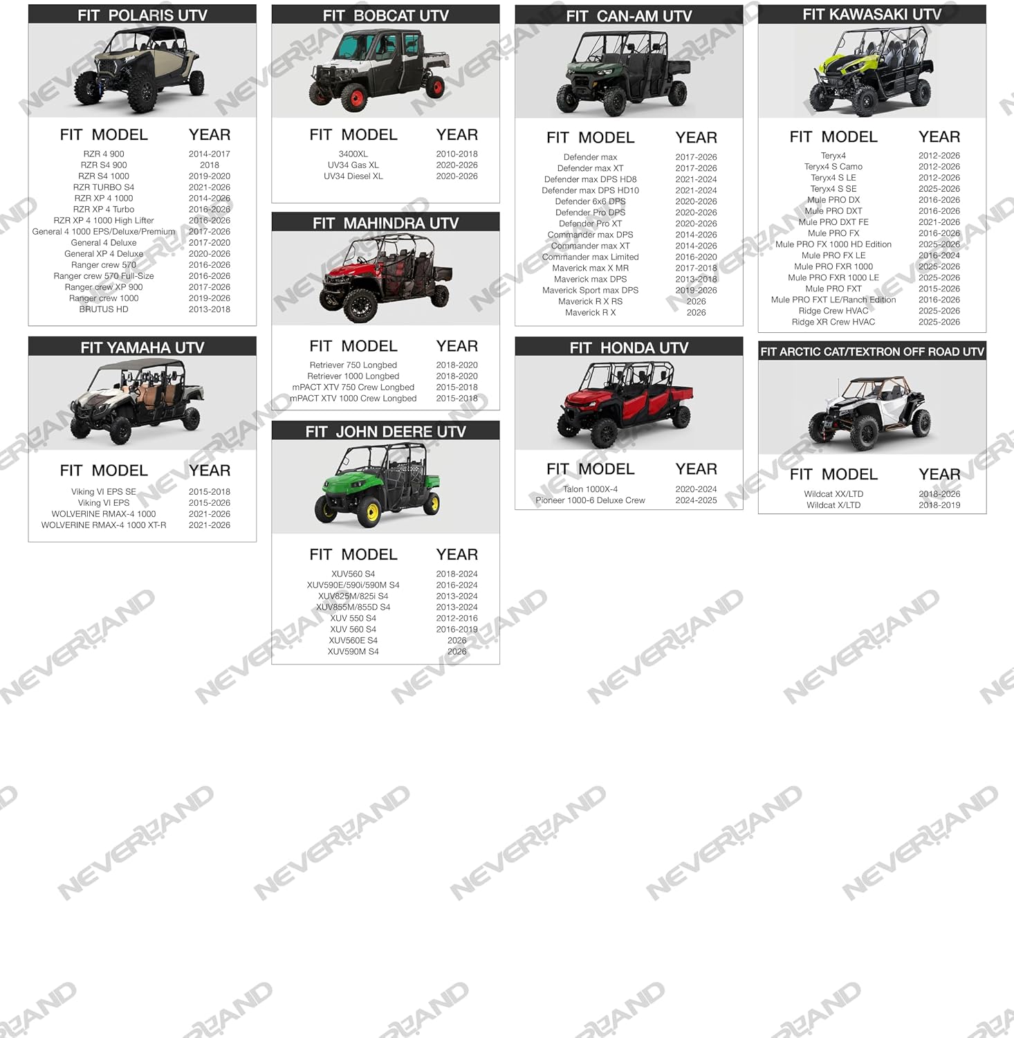 UTV Cover Heavy Waterproof Denier Oxford Cloth for Polaris RZR Yamaha Can-Am Defender Kawasaki Ranger Cover 4-6