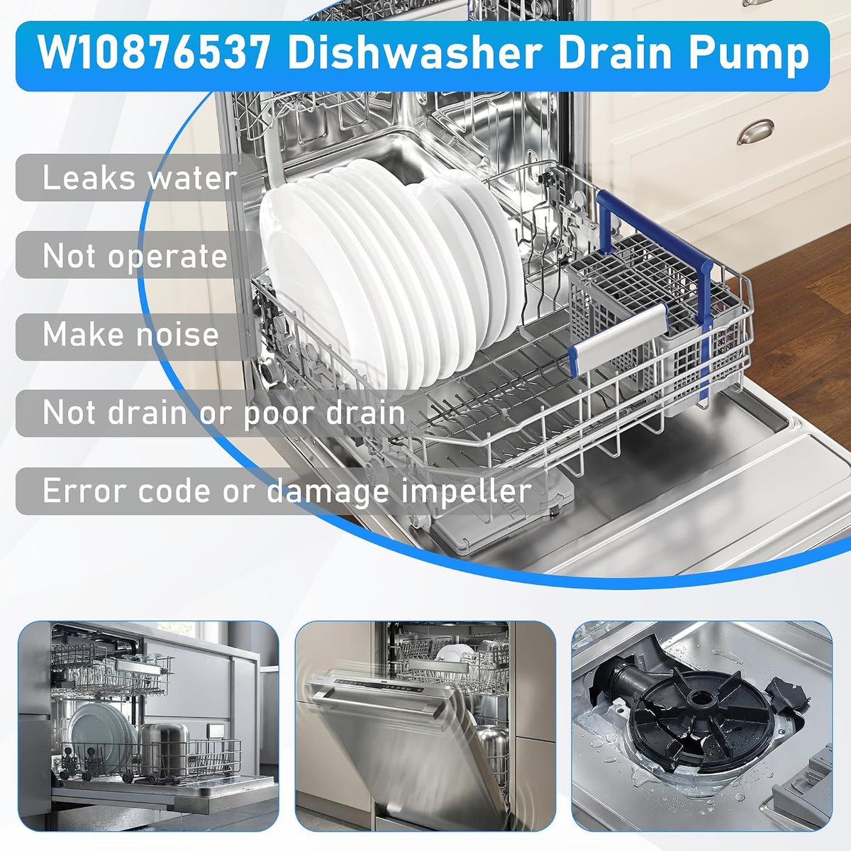 W10348269 WDT730PAHZ0 Dishwasher Drain Pump for Whirlpool Maytag Kenmore