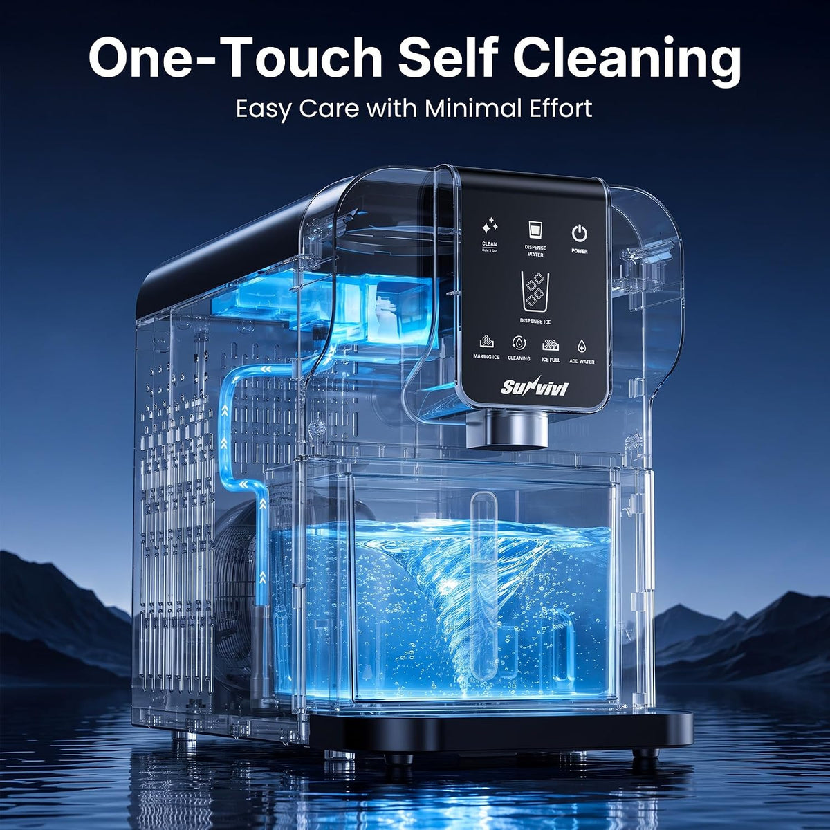 Nugget Ice Maker Countertop, Auto Drop Ice, Self Cleaning