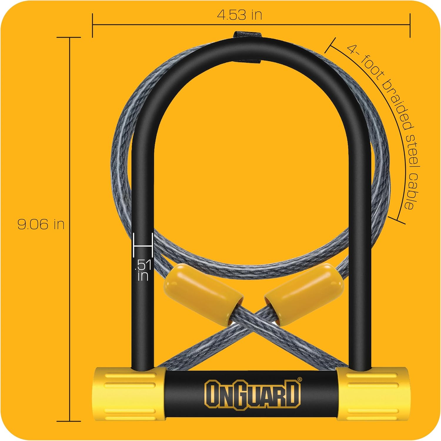 Bulldog STD U-Lock with 4 ft Cable – 13 mm Hardened Steel Shackle (115 × 230 mm) – X2P Double Bolt Lock, Z-Cylinder