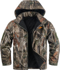Insulated Hunting Jacket for Men Cold Weather, Warm Camo Hunting Jackets with Hood, Water Resistant Hunting Clothes