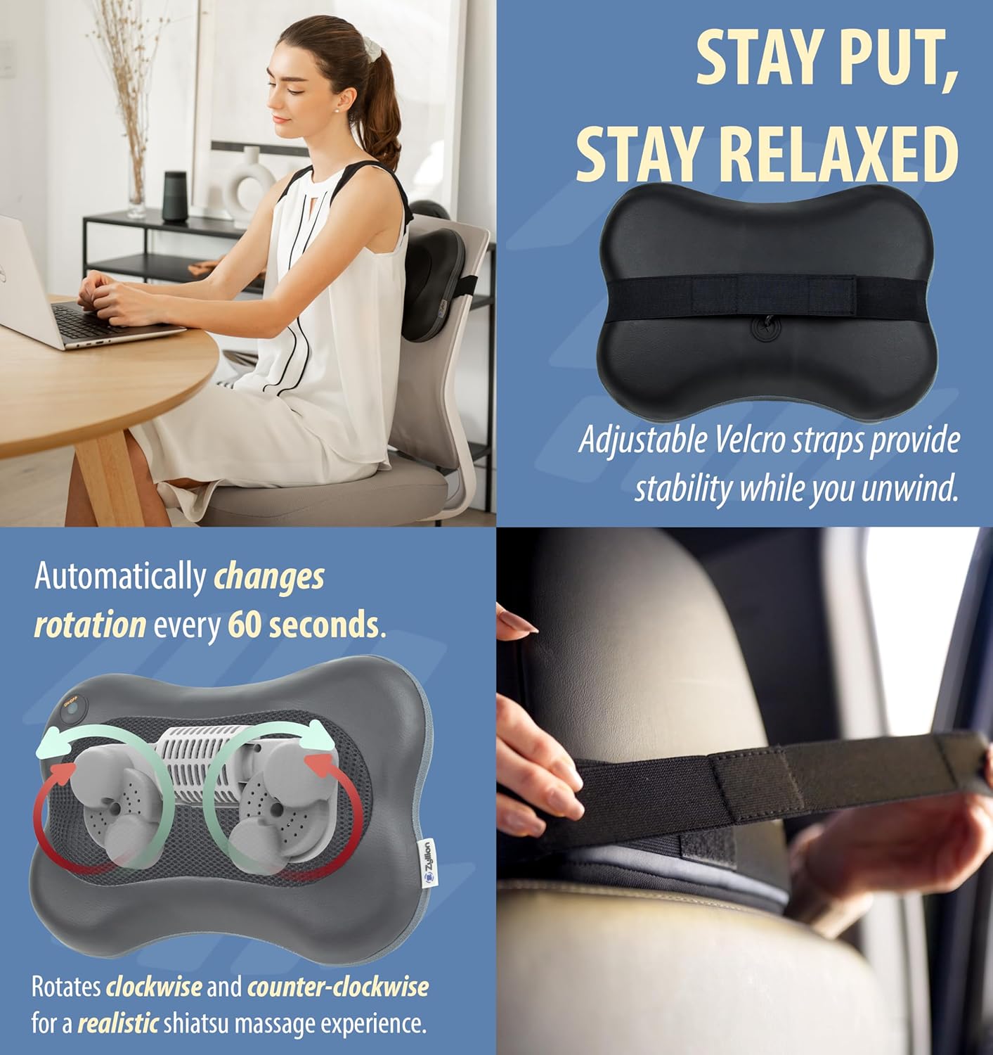 Shiatsu Back and Neck Massager with Heat - 3D Electric Kneading Deep Tissue Massage Pillow for Muscle Pain Relief
