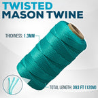 Mason Line String 1.3mm Thick Twisted Polypropylene – Durable Construction Twine for Laying Bricks, Blocks, Fences in