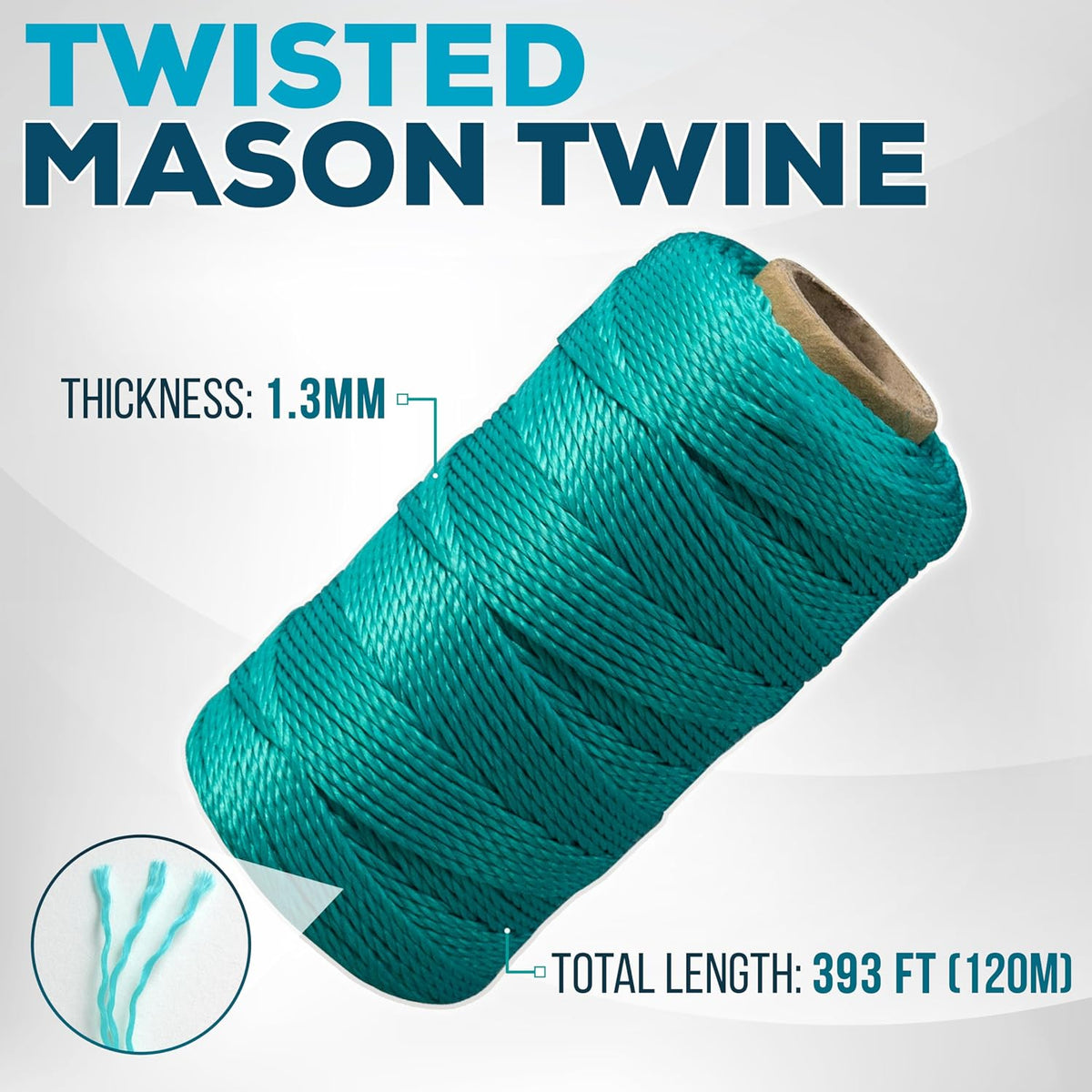 Mason Line String 1.3mm Thick Twisted Polypropylene – Durable Construction Twine for Laying Bricks, Blocks, Fences in