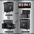 8-Drawers Rolling Tool Chest, Assembled Tool Chest with Wheels, Detachable Top Tool Box, Tool Cabinet for Repair