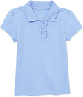 Baby Girls and Toddler Girls Short Sleeve Ruffle Pique Polo, Daybreak, 5T