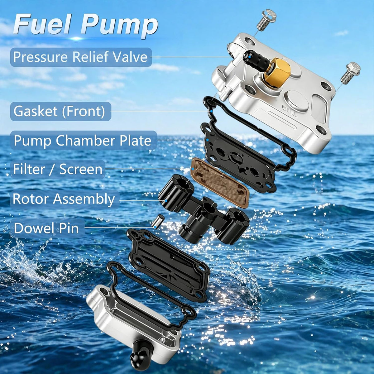 Fuel Pump Compatible with Mercury 30-300HP Outboard 2 Stroke Replace # 14360A78, 14360A73