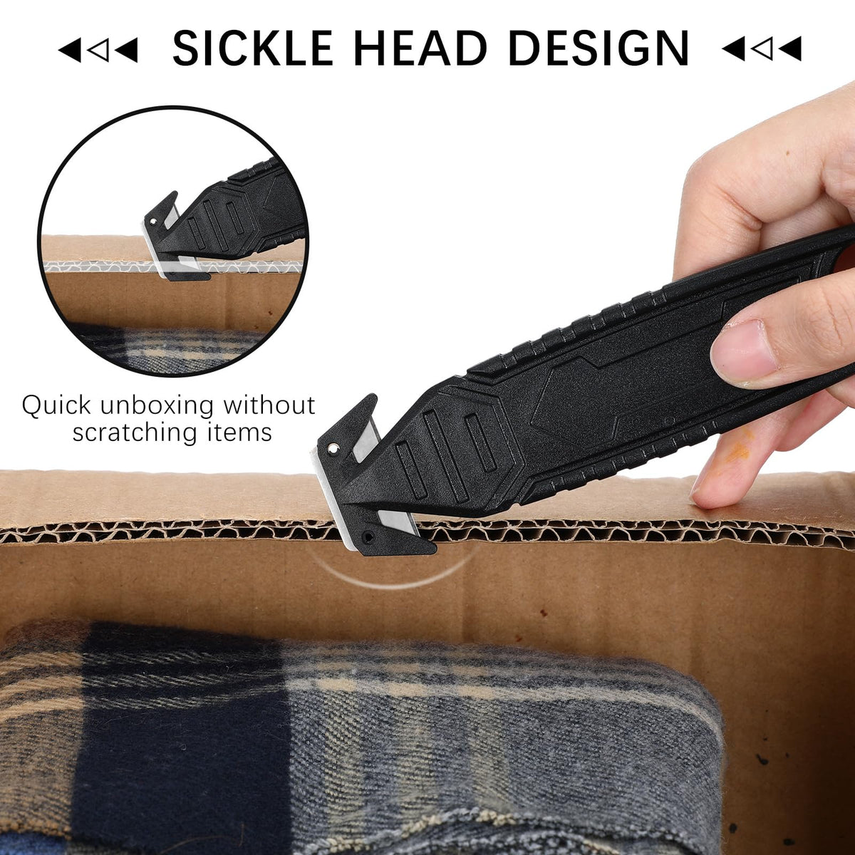 20 Pcs Safety Box Cutter with Concealed Blade Opener, Black