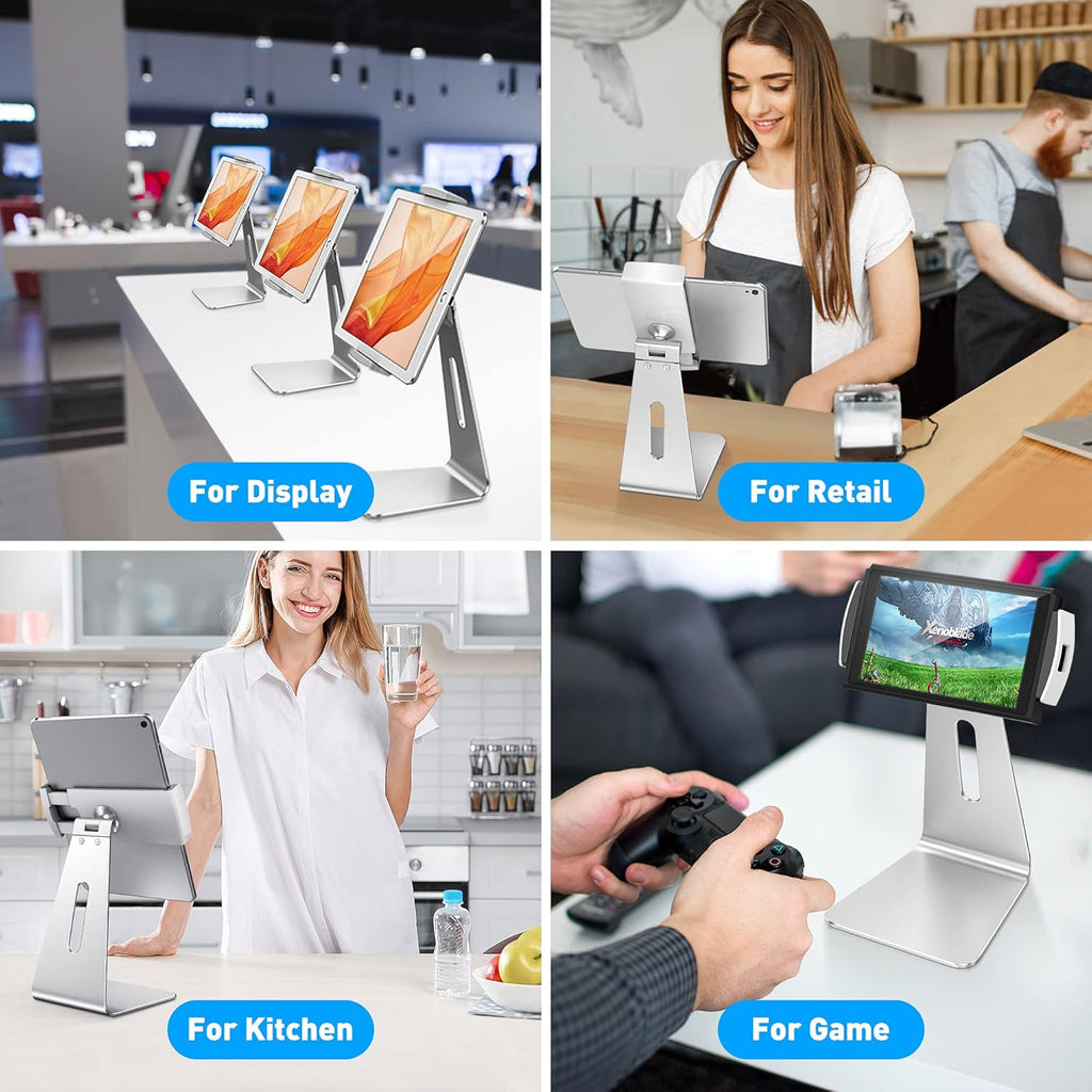 Elegant Tablet Stand, Aluminum iPad Stand Holder, Desktop Kiosk POS Stands for 7-15.6 inch iPad/Portable Monitor